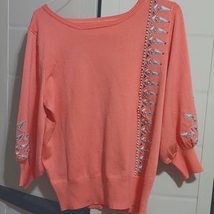 Vintage embroidered pink sweater